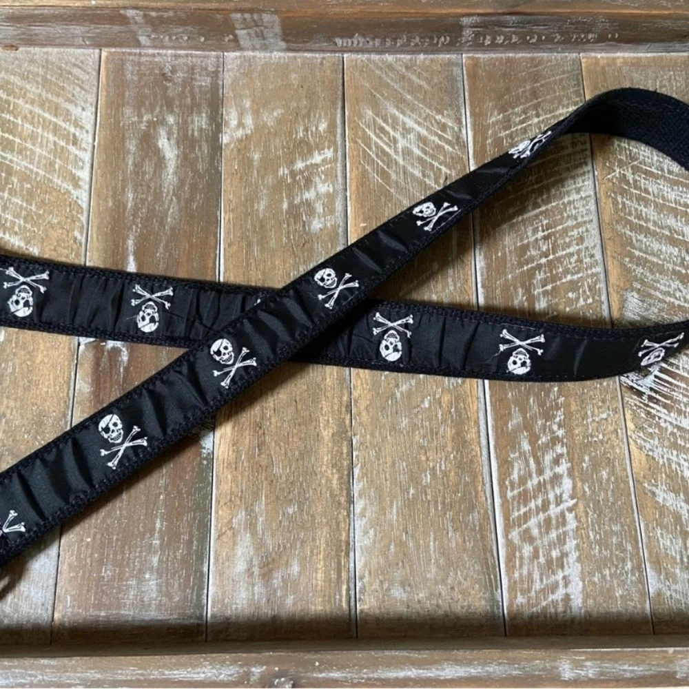 Leather Man Ltd Kids D-Ring Canvas Belt Pirate Skull Crossbones Size Small
